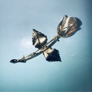 Gold-tone Rose Brooch